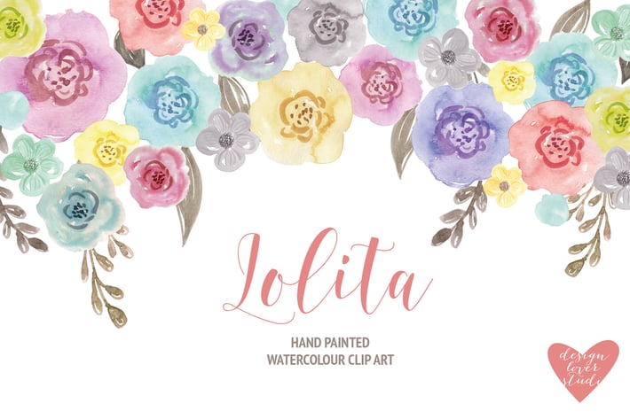Watercolor cute flowers