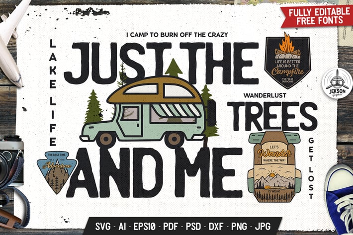 Forest Adventure Badge, Vector Camping Retro Logo