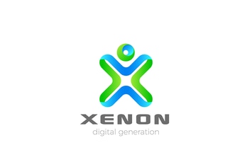 Logo Man as Letter X ribbon style