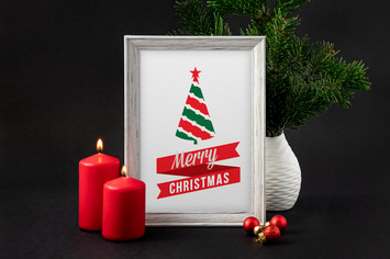 Christmas picture frame mockup