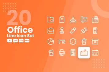 20 Office Line Icon Set