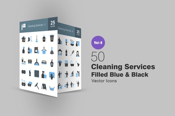 Cleaning services Blue & Black Icons