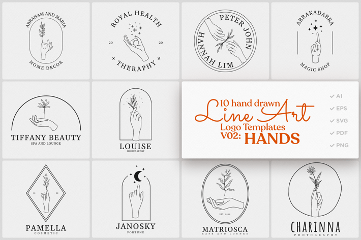 Line Art Logo Template V02 Hands