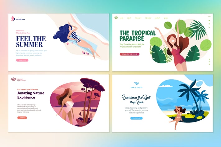 Set of Flat Design Web Page Templates