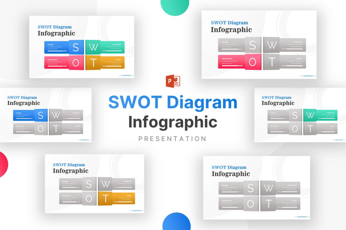 Four Text Boxes SWOT Analysis Diagram Infographic