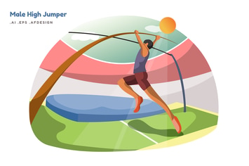 Male High Jumper Vector Illustration