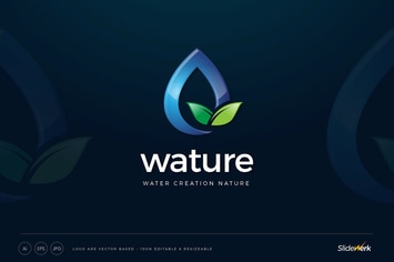 Water Drop Nature Leaves Logo Template