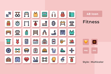 48 Workout Multicolor Style Icon Pack