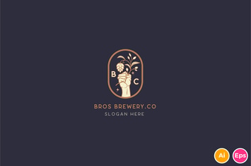 Brewery Brotherhood cafe beer Logo Template
