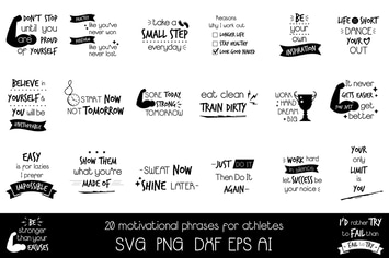 20 Motivational Sport Quotes Cut Files Bundle