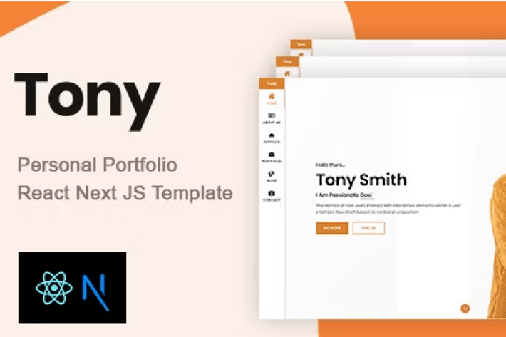 Tony – React NextJs Personal Portfolio Template