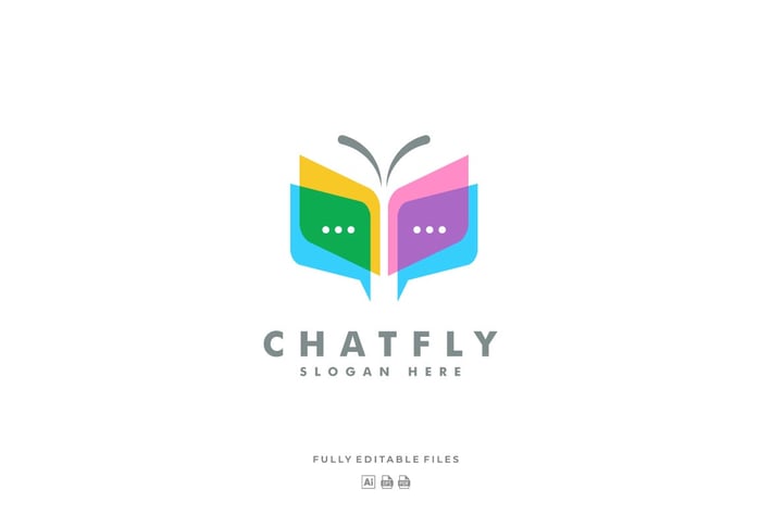 Chat and Butterfly Colorful Logo Template