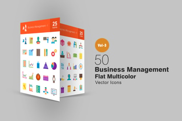 50 Business Management Flat Multicolor Icons