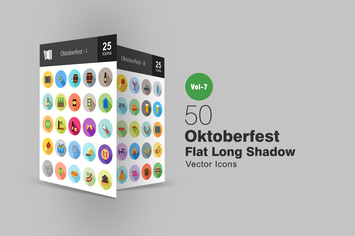 50 Oktoberfest Flat Shadowed Icons