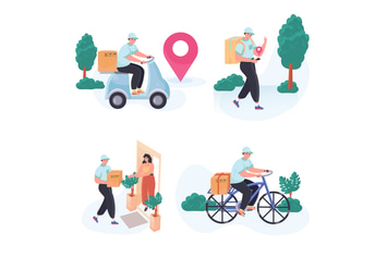 Delivery Service Concept Scenes Set