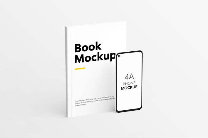 Book & 4A Phone Mockup