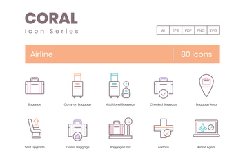 80 Airline Line Icons