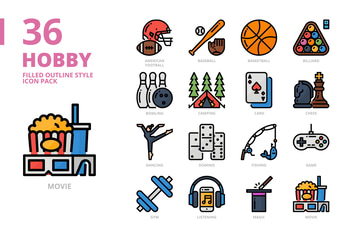 Hobby Filled Outline Style Icon Set