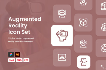 Augmented Reality Line Icon Set