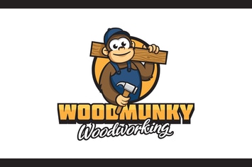 Cartoon Carpenter Monkey With Wood Mascot Logo
