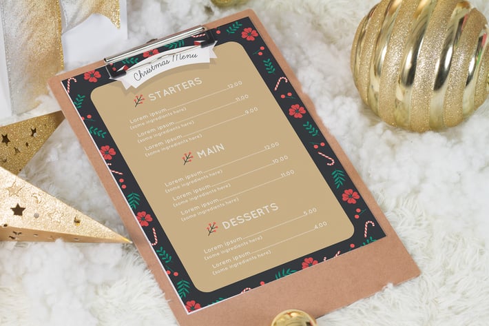A4 Christmas Menu Mock Up
