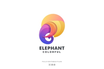 Elephant Head Gradient Colorful Logo
