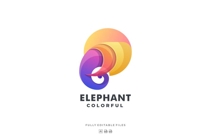 Elephant Head Gradient Colorful Logo