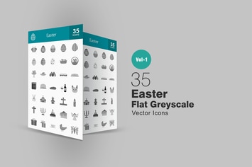 35 Easter Greyscale Icons