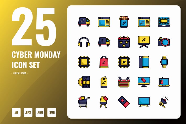 Cyber Monday Lineal Icons