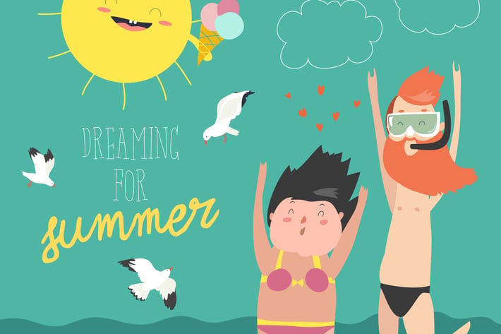Fun summer vacation. Couple of young people