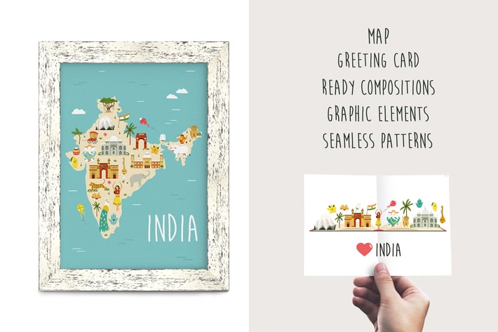 India Clipart Map, Ready Designs