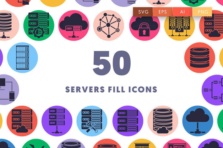 50 Servers Fill Icons