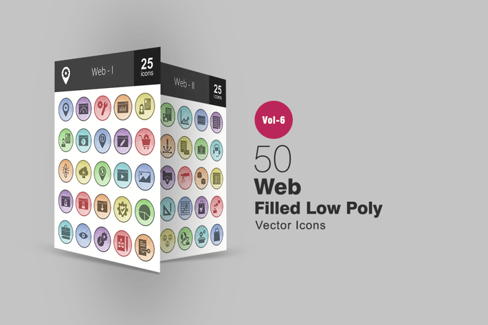 50 Web Filled Low Poly Icons