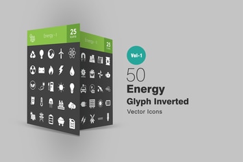 50 Energy Glyph Inverted Icons