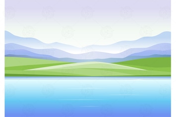 Mountains and lake - vector illustration
