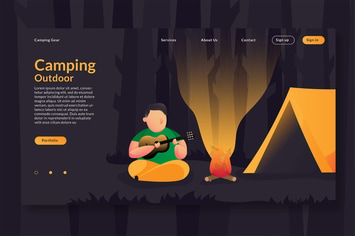 Camping Outdoor - Web Header & Vector Template