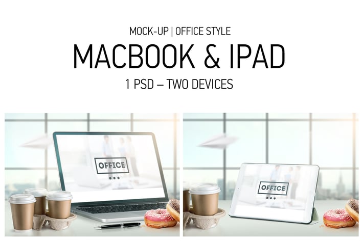 Mock-Up Laptop and tablet (PSD). Office style