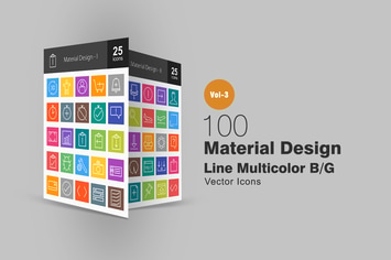 100 Material Design Line Multicolor Icons