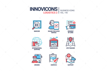 Logistics - colorful line design style icons set