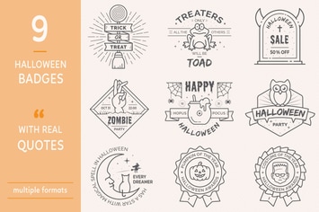 Halloween Badges - Outline Version