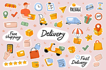 Delivery Cute Stickers Set