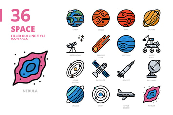 Space Filled Outline Style Icon Set
