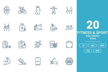 Flat line icons design - Fitness and Sport