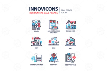 Residential sale and lease - line design icons set