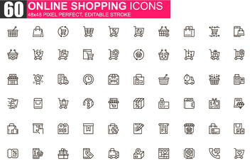 Online Shopping Thin Line Icons Pack