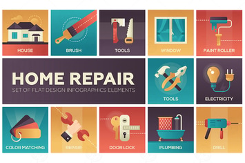 Home repair - vector modern flat design icons set