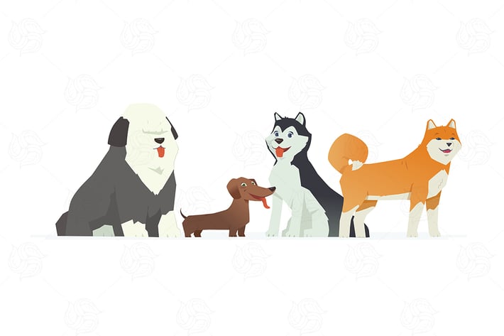 Cute dogs - vector illustration