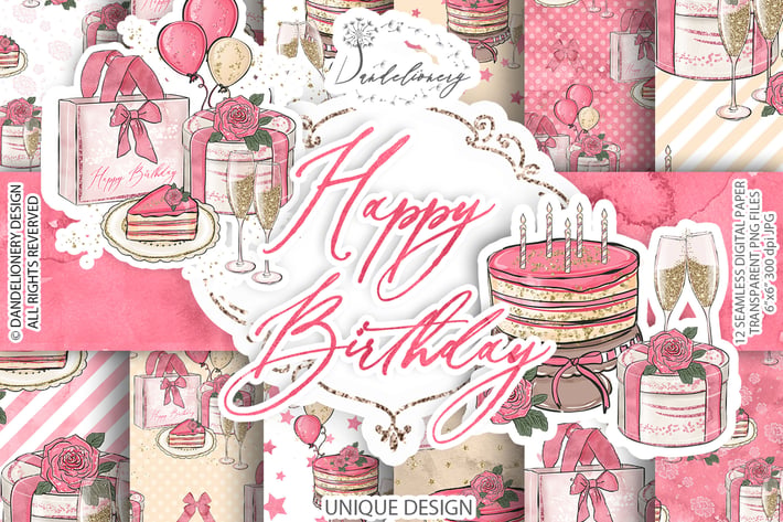 Birthday Girl digital paper pack