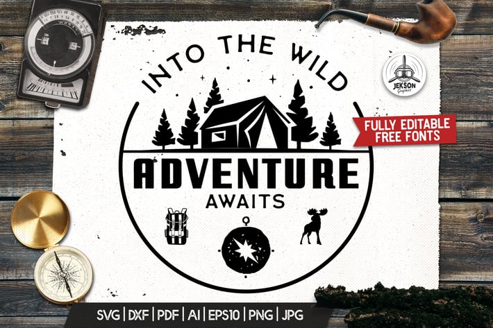 Retro Camp T-Shirt Design, Logo Adventure Quote