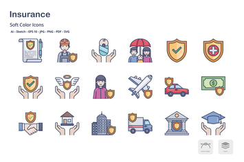 Insurance soft color icons